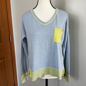Ford Light Blue and Yellow V-Neck Sweater
